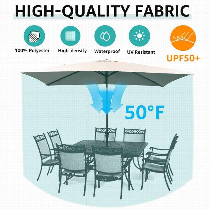 Arlmont & Co. Myhand 10X6.5FT Market Rectangular Patio Umbrellas Wayfair